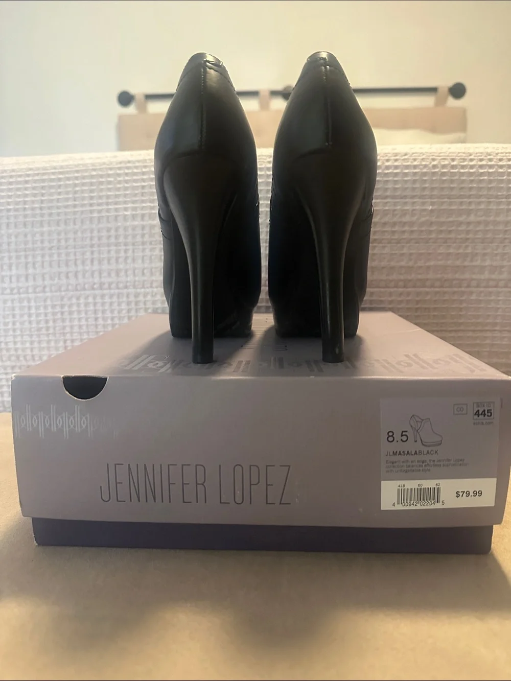 Jennifer Lopez Black Leather Ankle Booties